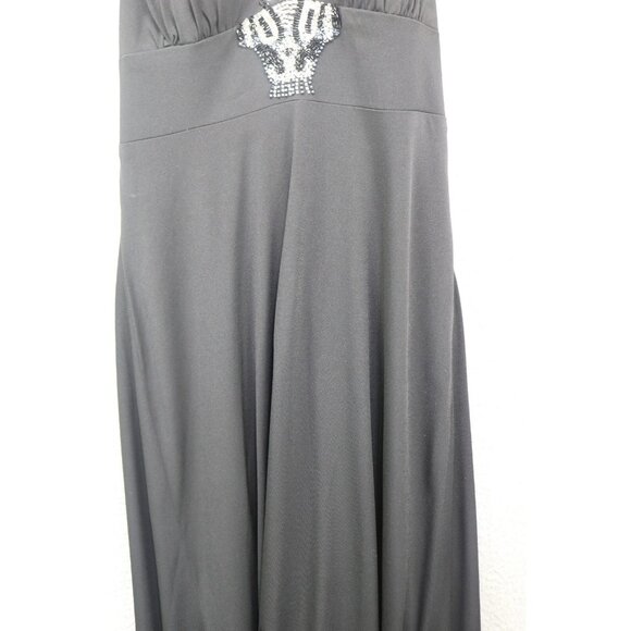 Cache' Black Halter Beaded Hi-Lo Midi Dress-Size 4-Whimsigoth-Event - Picture 4 of 14